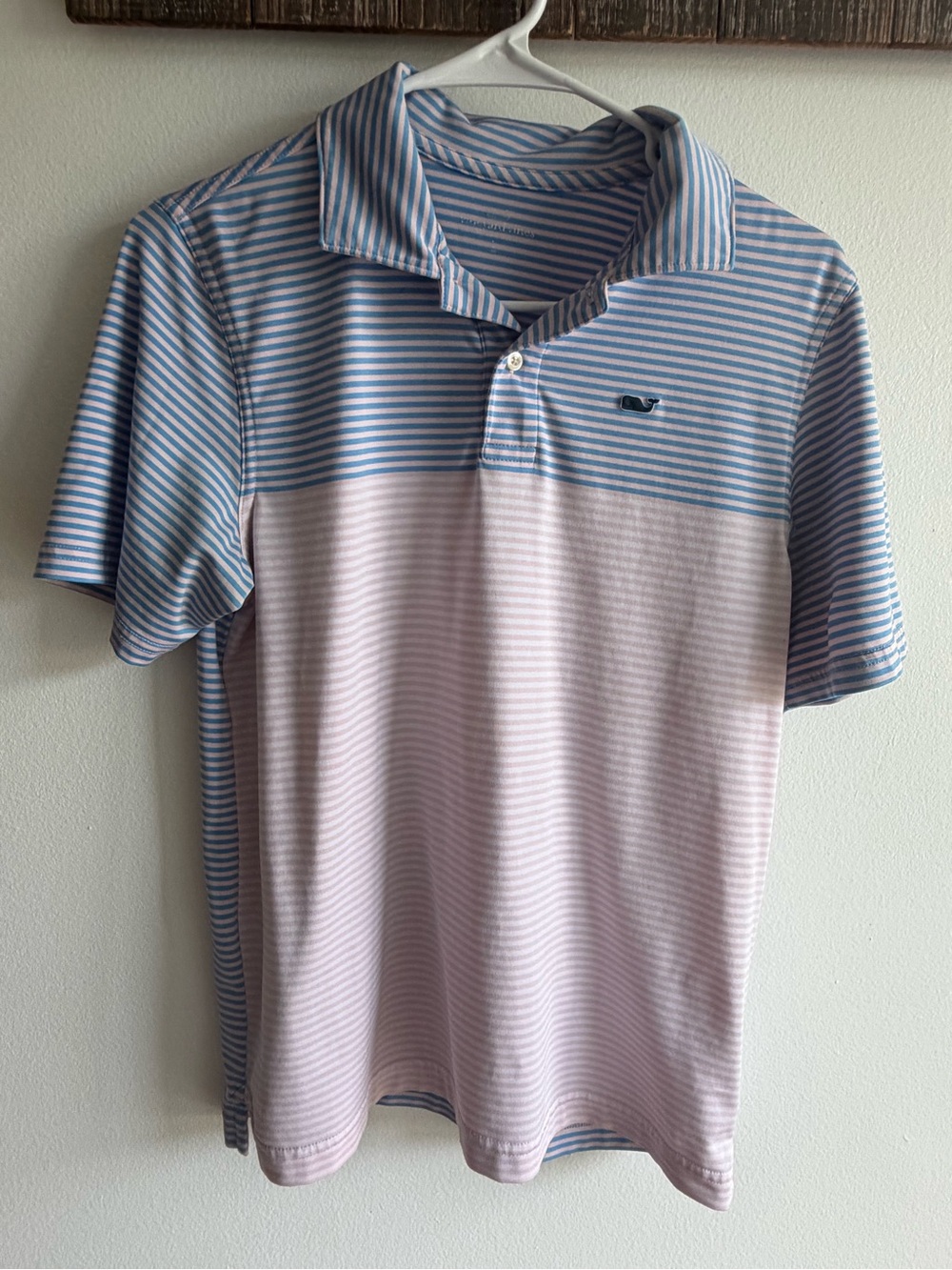 Vineyard Vine Striped Blue and Light Pink Polo Shirt - kids